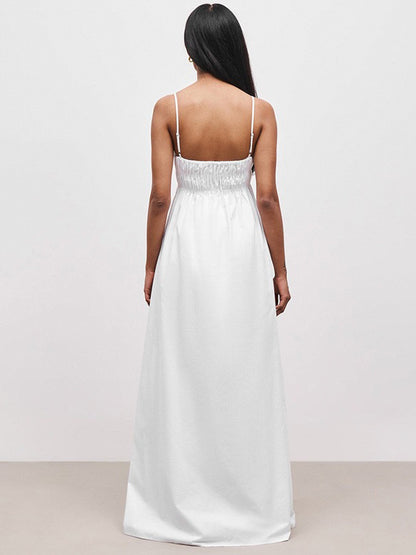 Cross-border Amazon new European and American clothing temperament solid color bandeau sleeveless loose casual white slip dress