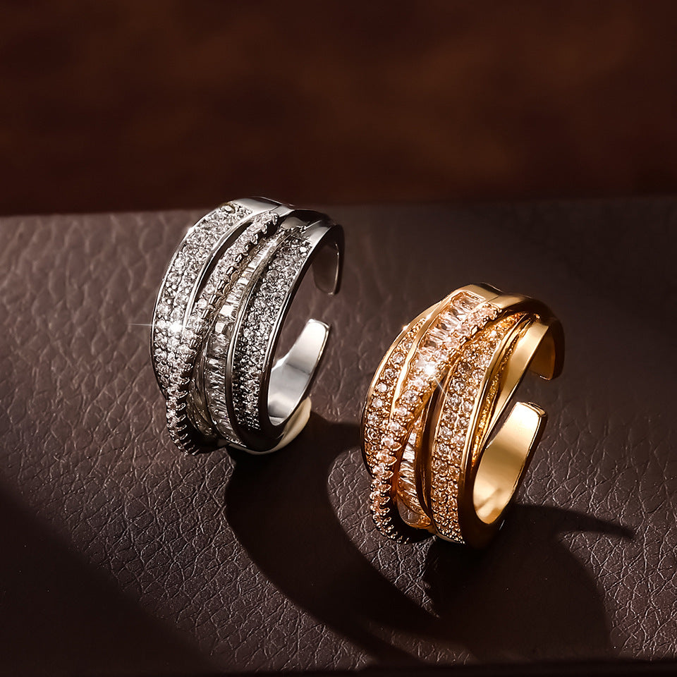 RAKOL best-selling Meteor AAA Zircon, exquisite and sophisticated layered light luxury niche rings for men and women, factory shipment