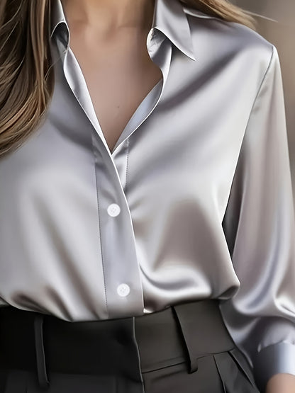 Amazon popular women's shirt, simple and fashionable business office long-sleeved shirt, elegant temperament, casual