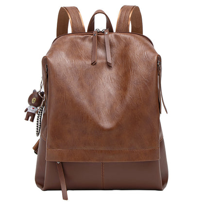 Mochila de viagem moderna, estilo europeu e americano, com fecho, grande capacidade, em pele macia, tecido oxford 2020 com contraste para computador.