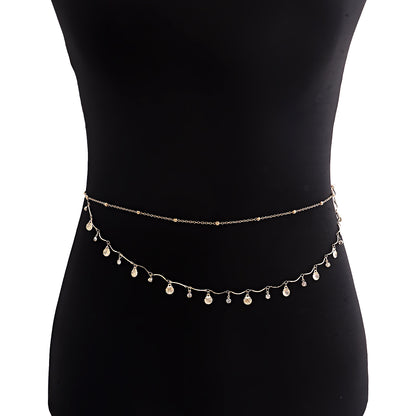 European and American cross-border jewelry sexy sweet cool ladies simple metal body chain niche scallop zircon versatile waist chain