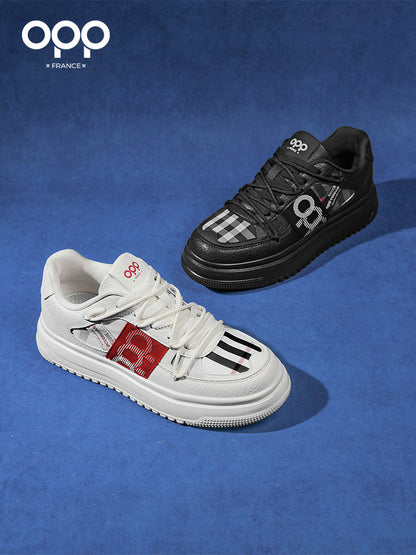 OPP men's shoes spring black sports platform low-top casual versatile high-end trend original leather board shoes for men