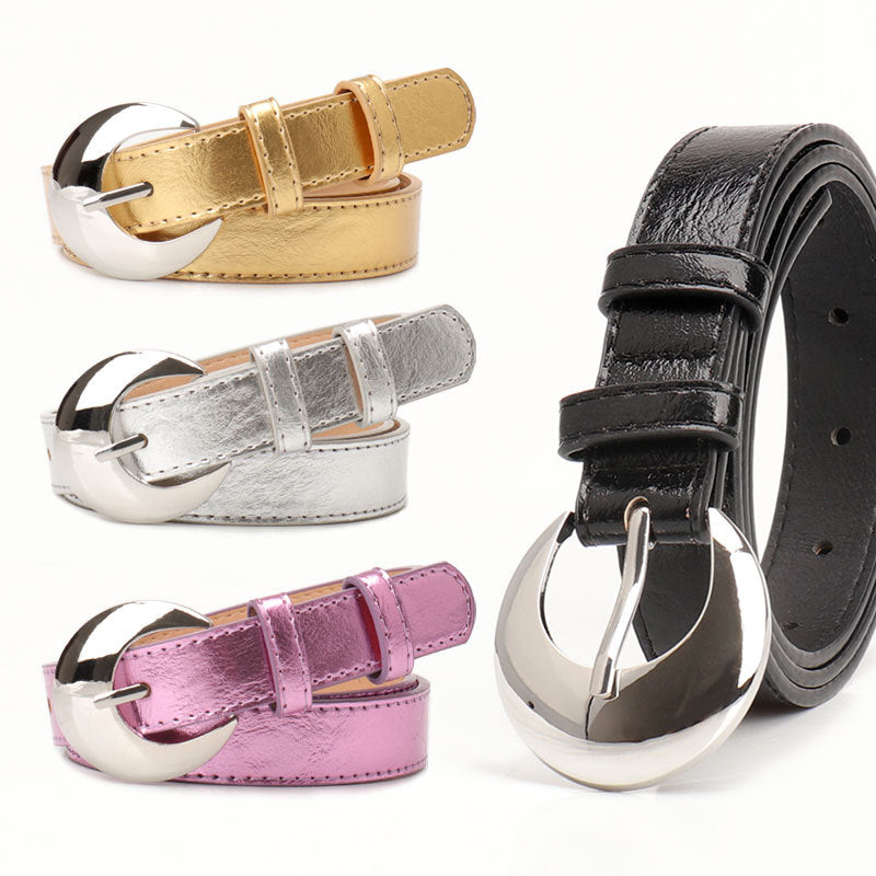 Cross-border new moon silver fashion versatile women's belt ins simple Korean jeans high-end belt