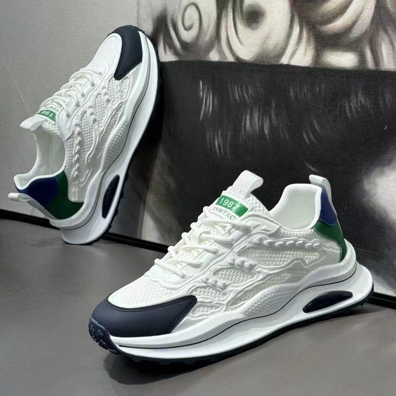 2026 Men's Breathable Mesh Summer Hollow Running Shoes, Comfortable Soft-Soled Student Trendy Shoes, Thin Versatile White Shoes