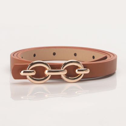 Women's belt alloy buckle versatile dress western embellished belt niche jeans belt pu thin belt wholesale