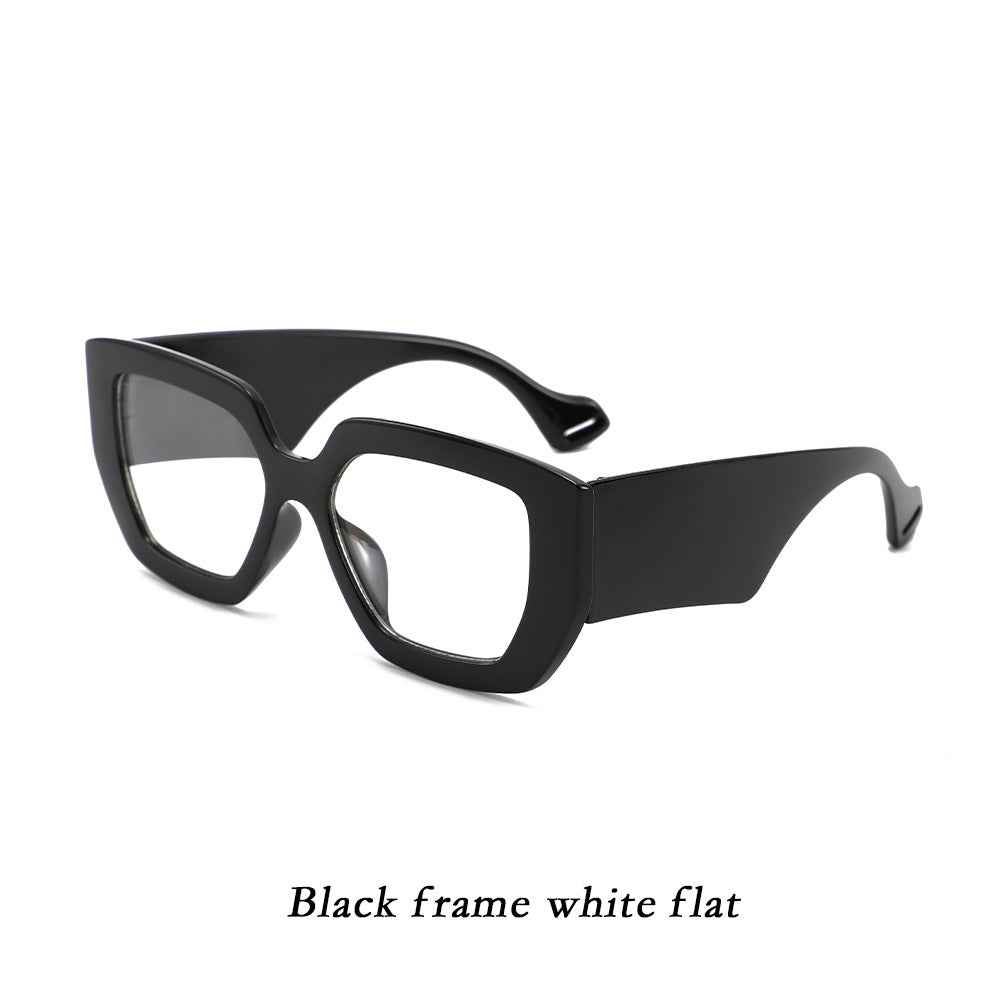 Oversized square frame sunglasses women's 2025 cross-border new product personality thick temples Internet celebrity trend street photography plain sunglasses