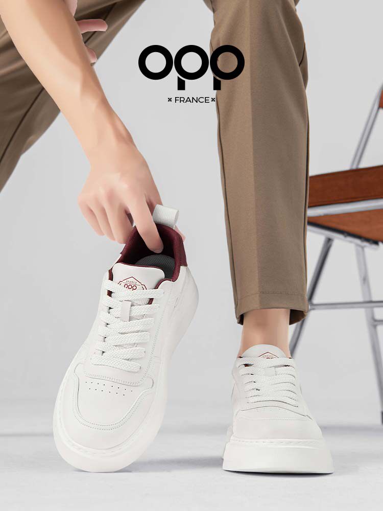 OPP men's shoes spring 2026 new light luxury leather versatile white shoes thick-soled casual trend sports shoes for men