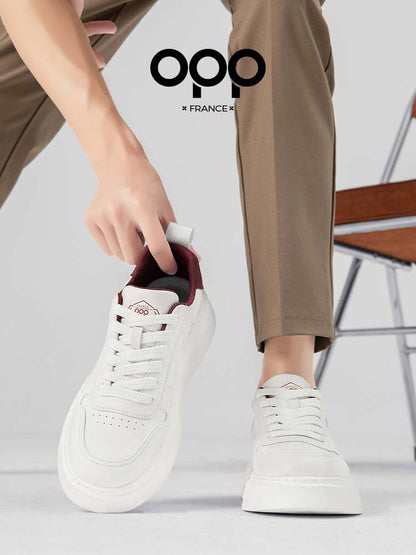 OPP men's shoes spring 2026 new light luxury leather versatile white shoes thick-soled casual trend sports shoes for men