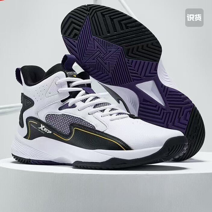 Banzheng Sports Xtep men's autumn anti-slip wear-resistant leather student sports high-top shock absorption combat men's shoes basketball shoes