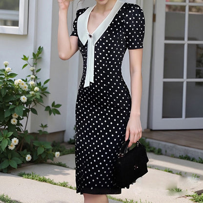 2025 summer new Amazon independent station cross-border European and beautiful women's clothing temperament elegant and fashionable polka dot dress