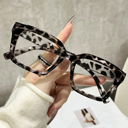 Square blue light blocking glasses, bare face rice spike glasses for men and women, high aesthetic value, versatile decorative flat light glasses for both European and American use