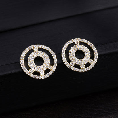 Cross-border foreign trade accessories Meijia V gold large full diamond double circle ring luxury necklace with 18K gold plated fashion sweater chain