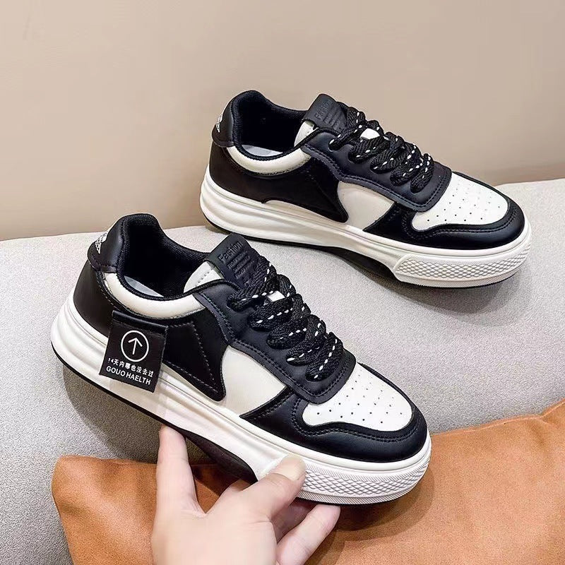 Spring and Autumn Hong Kong style retro casual platform women's board shoes Korean version ins super popular niche round toe design color blocking women's shoes