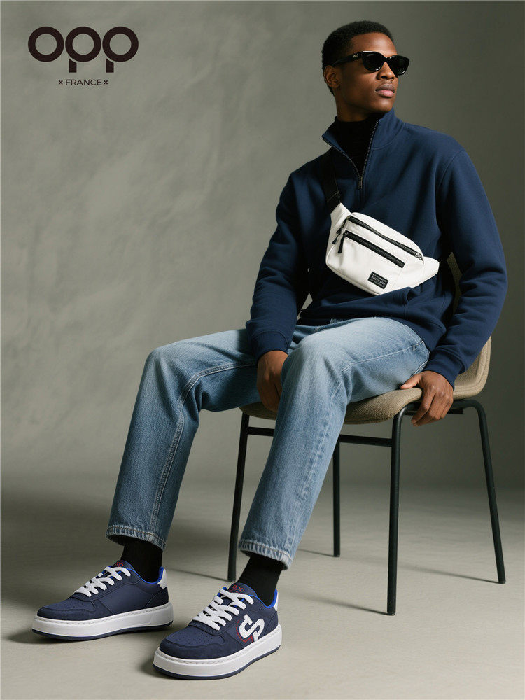 OPP men's shoes spring 2026 new low-top versatile leather sports soft sole light luxury niche casual trend board shoes