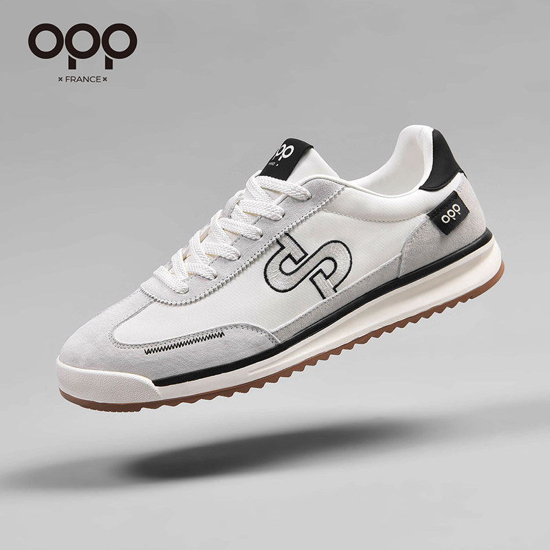 Sapatos para homem OPP primavera 2026, novos ténis casuais de couro leves para o dia a dia, estilo rústico, elegantes e versáteis, inspirados em Forrest Gump.