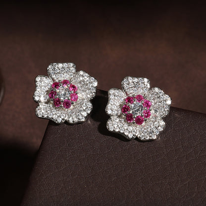 European and American new best-selling women's earrings, AliExpress bestseller flower fashion creative women's earrings and rings two-piece set
