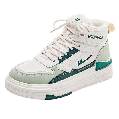 Pull-back color-blocked platform shoes, comfortable board shoes, simple high-top spring new single shoes, versatile daily preppy style women's shoes