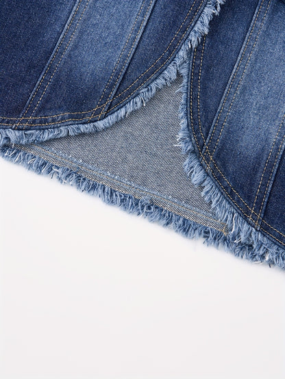 Denim Vest Women's New Elegant Fringed Raw Edge Short Sleeveless Vest Jacket Women's Top