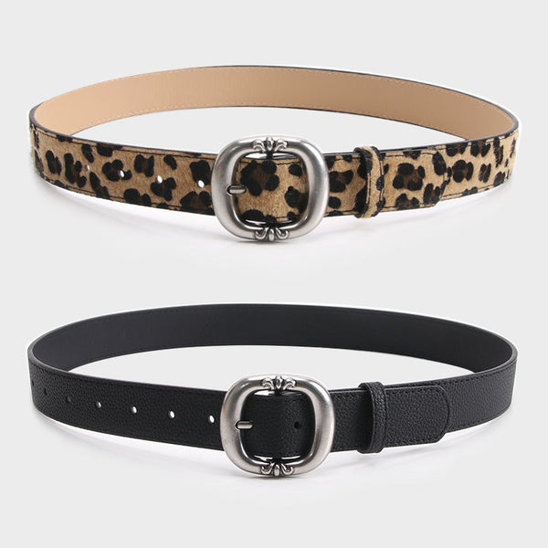 Cool leopard print fur women's belt, American trendy hot belt, women's versatile jeans, blazer decorative belt