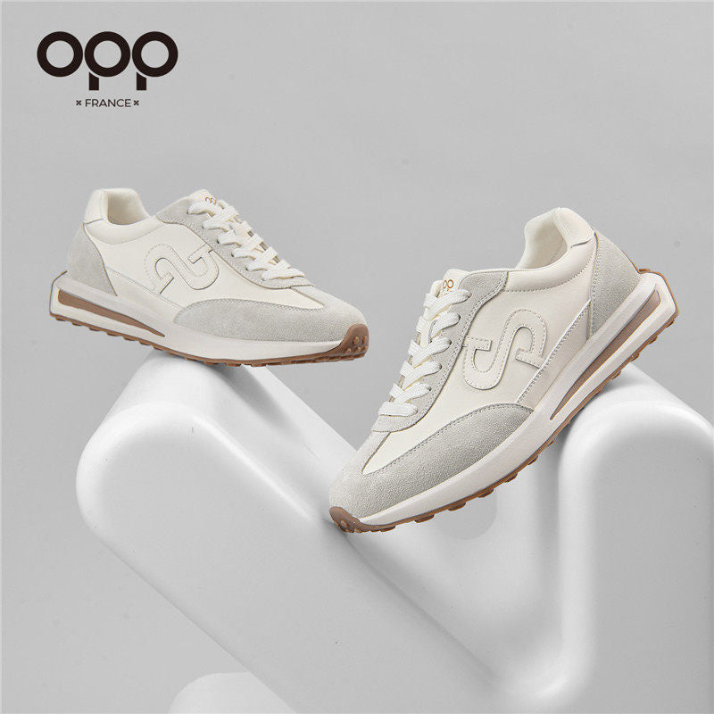 OPP men's shoes spring 2026 new outdoor tourism sports leisure jogging shoes leather high-end Forrest Gump shoes for men
