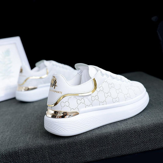 Sapatos brancos de buraco de verão, tênis femininos bonitos da marca da moda, sapatos casuais de casal masculino, sapatos de plataforma