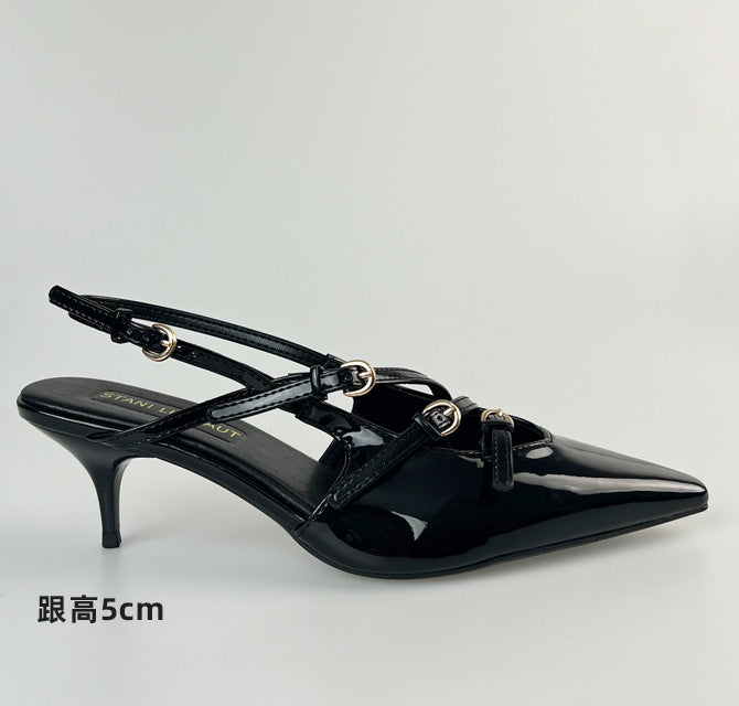 WO Huizhou City 2026 New Fashion European and American High Heels Stiletto Heel Pointed Toe Wrap Patent Leather Sexy Fashion Sandals