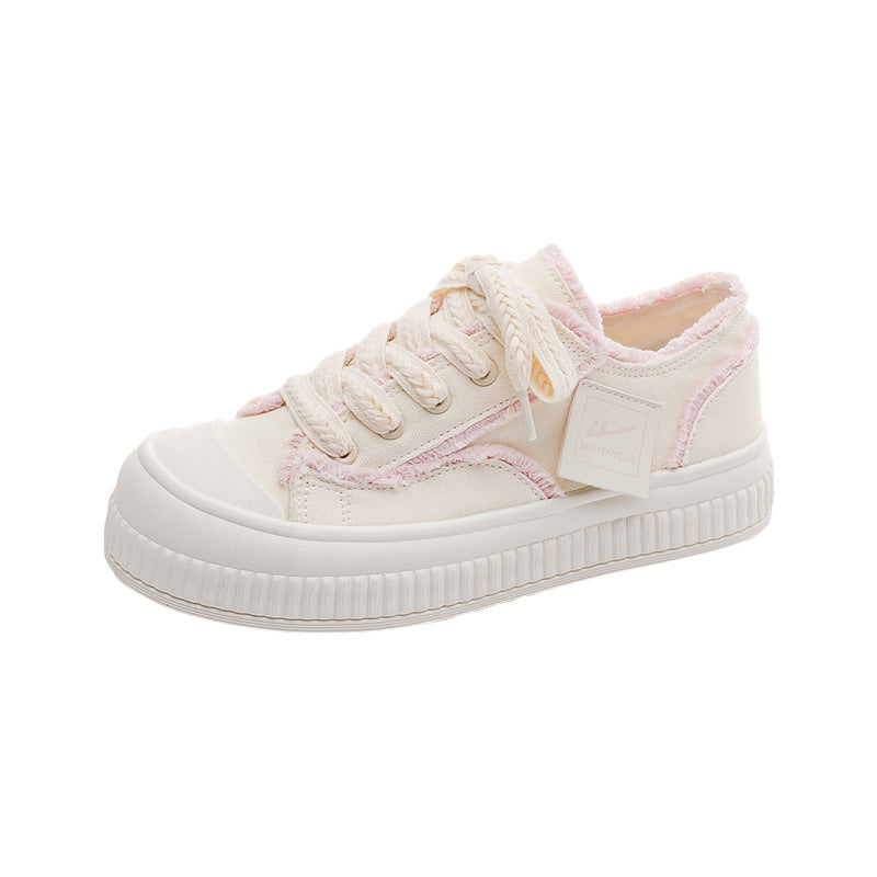 Pull-back raw edge board shoes creative spring and autumn platform beggar shoes Hong Kong style practical lace-up casual women's shoes thick sole casual