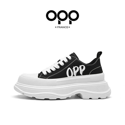 OPP men's shoes spring men's platform heightening classic trend outdoor sports leisure leather high-end ruffian handsome board shoes