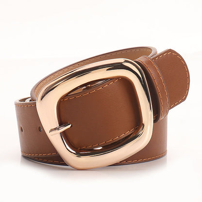 New versatile trapezoidal pin buckle wide women's belt chic commuter casual style with jeans clothing belt women
