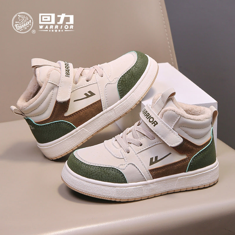 Pullback color blocking versatile Velcro children's shoes, board shoes, children's sports shoes, winter new men's and women's fashion casual shoes