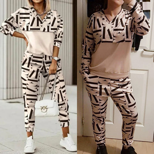 Cross-border 2026 new spring suit Amazon European and American casual women's sports long sleeve printed fashion suit women