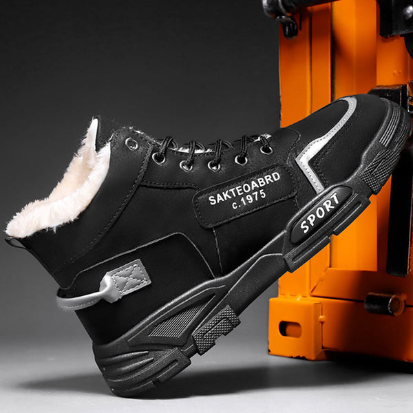 Fleece-lined thickened snow boots for men, winter cotton shoes, outdoor waterproof, non-slip, warm Martin boots, Korean version cross-border in-stock