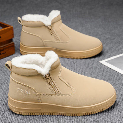 2025 Autumn/Winter New Men's Casual Snow Boots, Fleece-Lined Thickened Winter Warm Cotton Shoes, Outdoor Anti-Skiing Boots