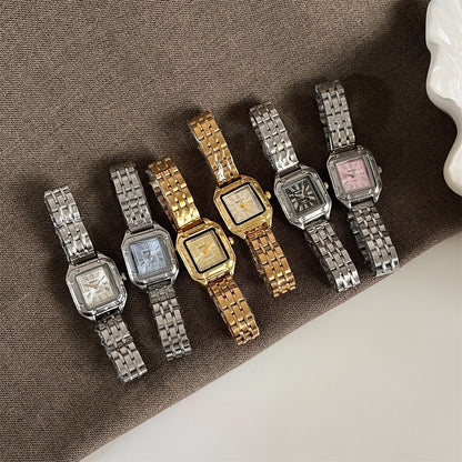 BARSH square steel band women's watch small dial light luxury high-end minimalist quartz watch popular wholesale price for women's live stream