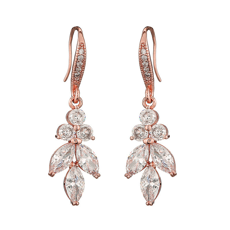 RAKOL European and American high-quality bridal wedding dress earring accessories light luxury temperament micro-set AAA zircon earrings