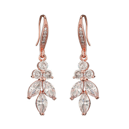 RAKOL European and American high-quality bridal wedding dress earring accessories light luxury temperament micro-set AAA zircon earrings
