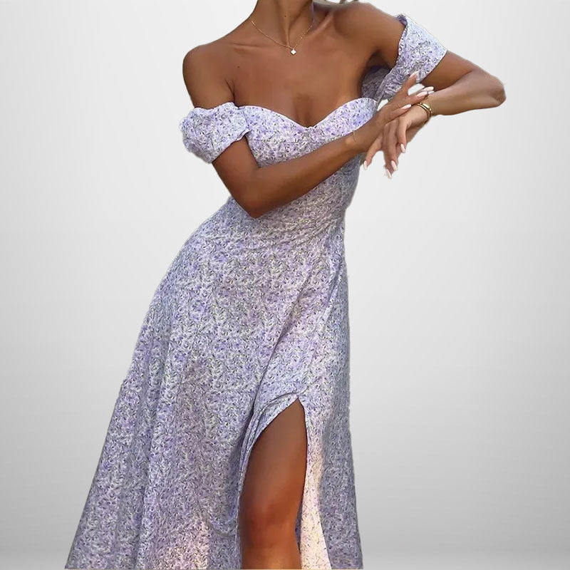 Small floral sexy slit dress 2025 summer new European and American cross-border women's sexy sundress women