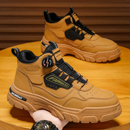 High-top men's shoes, 2026 spring casual sneakers, youth rotary soft-soled sports Martin boots, everyday casual men's shoes