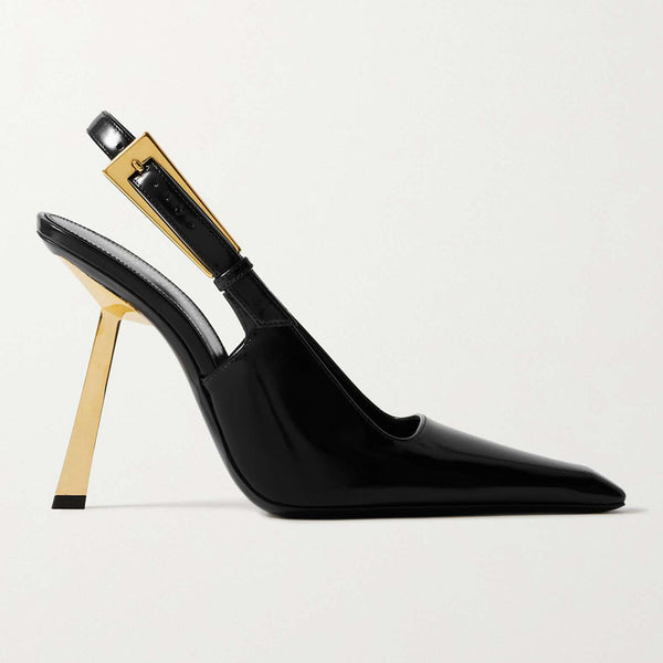 2026 Summer New European and American Style Square Toe Stiletto Sandals Patent Leather Surface, Rubber Sole Microfiber Lined Women's Shoes