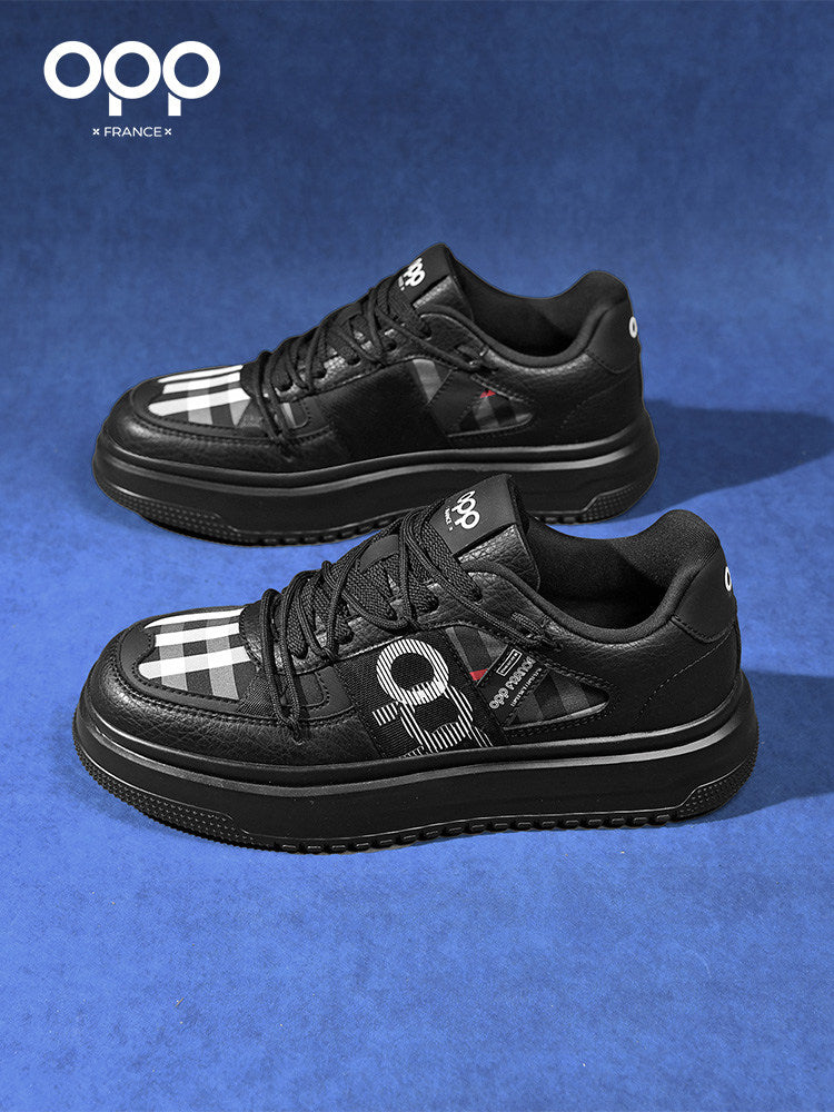 OPP men's shoes spring black sports platform low-top casual versatile high-end trend original leather board shoes for men