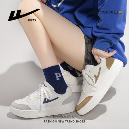 Pull-back round toe breathable platform shoes, simple and low-key board shoes, women's low-top fashion and versatile high-end casual shoes