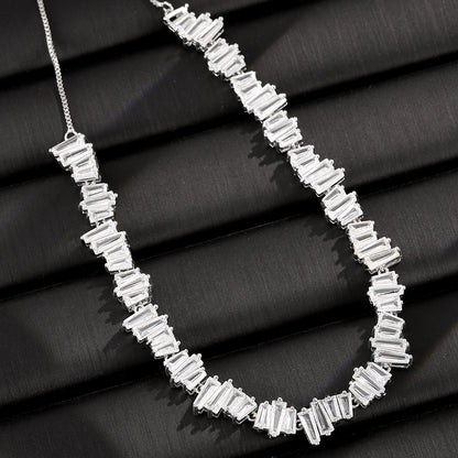 Cross-border new stepped zircon necklace, light luxury niche row with diamond-embedded collarbone chain, high-end factory direct sales