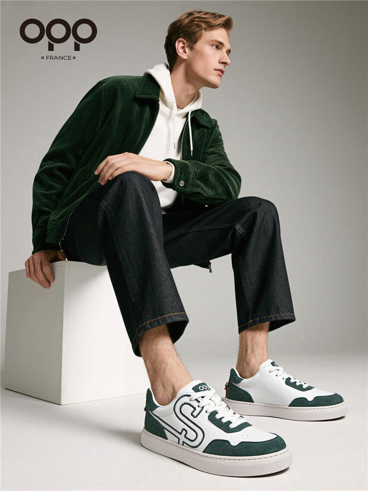 OPP men's shoes spring 2026 new niche trendy brand light luxury versatile leather low-top lightweight casual sneakerboard shoes