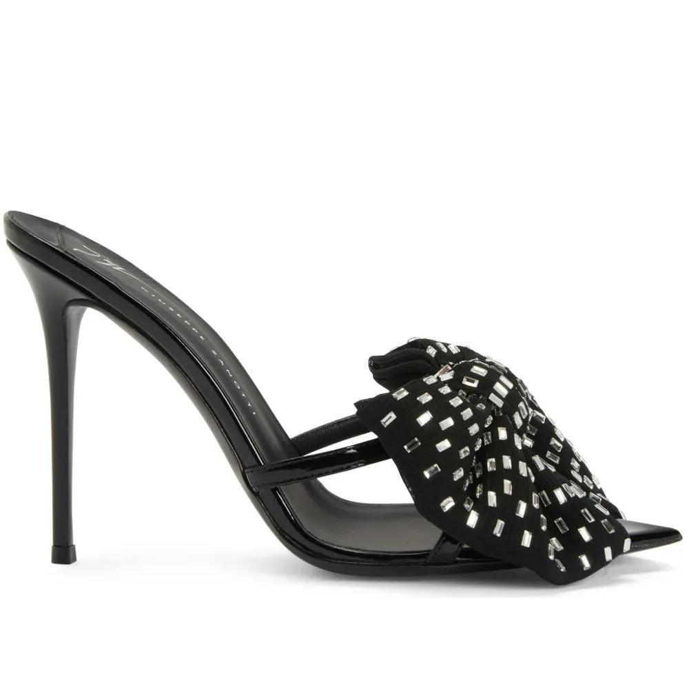 Sexy rhinestone butterfly crystal flower pointed toe high heels 2026 summer new cross-border stiletto open toe sandals