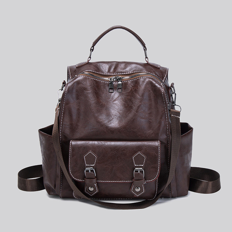 Backpack women's bag 2025 new retro style large capacity student school bag Korean version simple fashion travel backpack