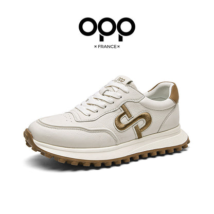 OPP Daddy Shoes Men's Spring 2026 New Non-Slip and Wear-Resistant Leather Casual Sneakers Fashionable and Versatile Board Shoes