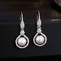 Silver-plated pearl earrings