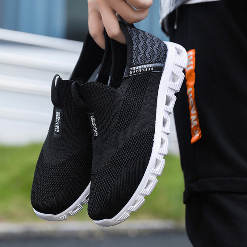 New men's shoes, fashion trends, casual shoes, one foot, low-top fly knit, breathable, plus size dad shoes, sneakers across borders