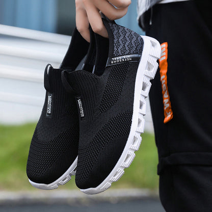 New men's shoes, fashion trends, casual shoes, one foot, low-top fly knit, breathable, plus size dad shoes, sneakers across borders