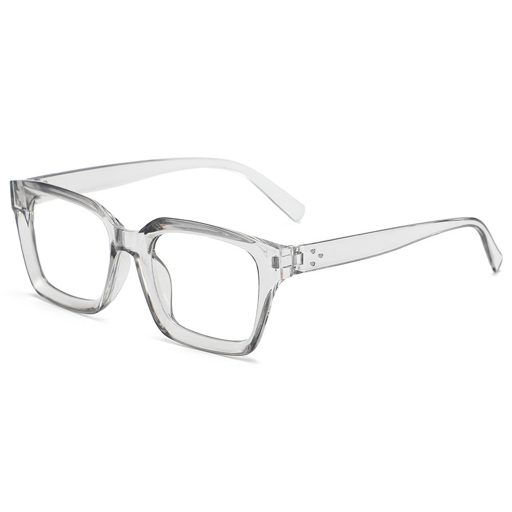 Square blue light blocking glasses, bare face rice spike glasses for men and women, high aesthetic value, versatile decorative flat light glasses for both European and American use